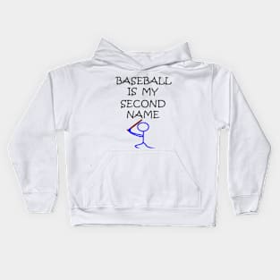 Stick Figure Baseball Bat Kids Hoodie